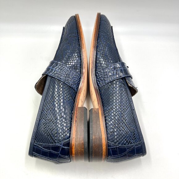 Stacy Adams Mens Size 9‎ Pacetti Snake Croc Blue Leather Tassel Loafers Shoes - Picture 8 of 12
